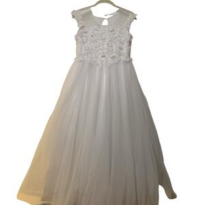 Camille La Vie Junior bridesmaid white tulle dress sz 16